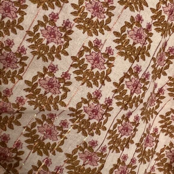 Pink Chicken Dress Womens Medium Brown Floral Maxi Boho Peasant Cottagecore B16 - Picture 5 of 8